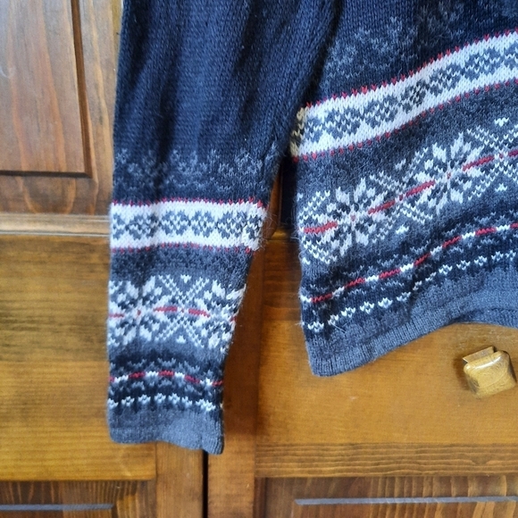 Vintage Y2K Erika & Co. black Nordic fair isle knit v-neck sweater size medium - Picture 7 of 12